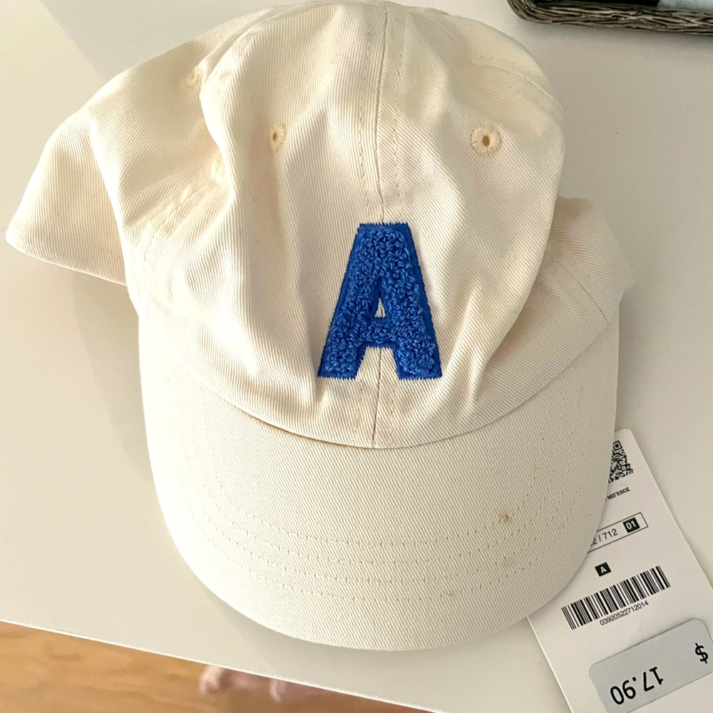 NWOT Zara Kids Terry Cloth Letter Patch Cap “A”